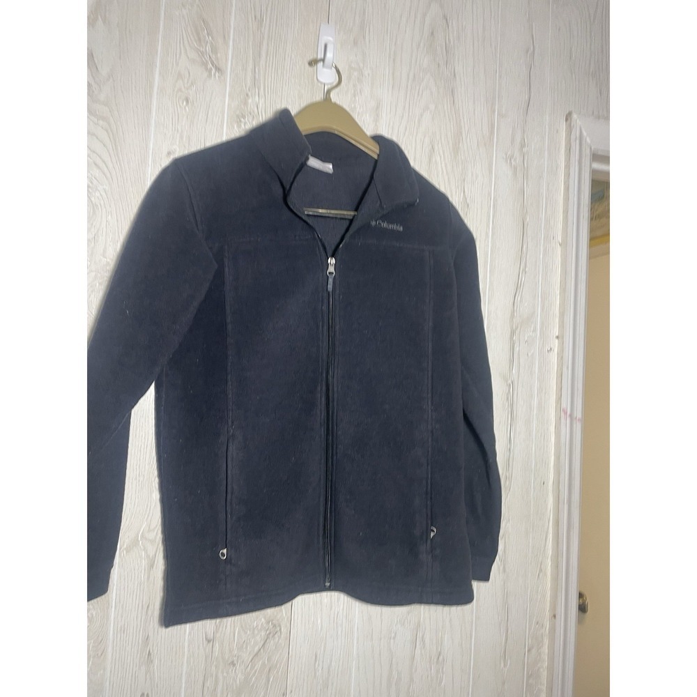 Columbia Fleece Jacket Kids Unisex Sz M 10-12 Zip Up Black